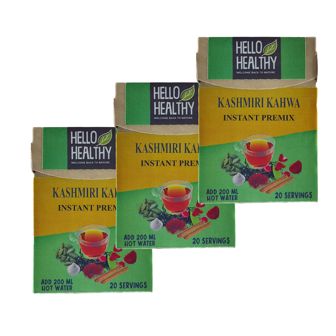 Hello Healthy Kashmiri Kahwa Instant Premix Kahwa Tea (4g Each 60 Sachet)