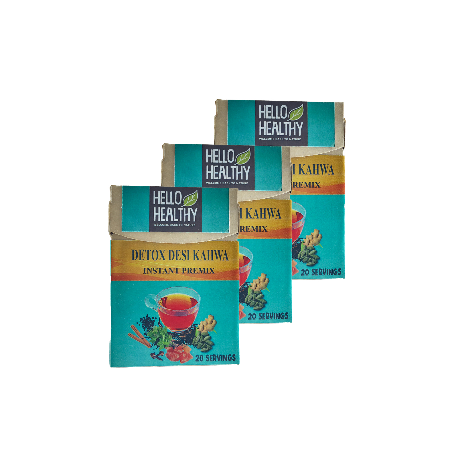 Hello Healthy Detox Desi Kahwa Instant Premix Kahwa Tea 3g Each 60 Sachet