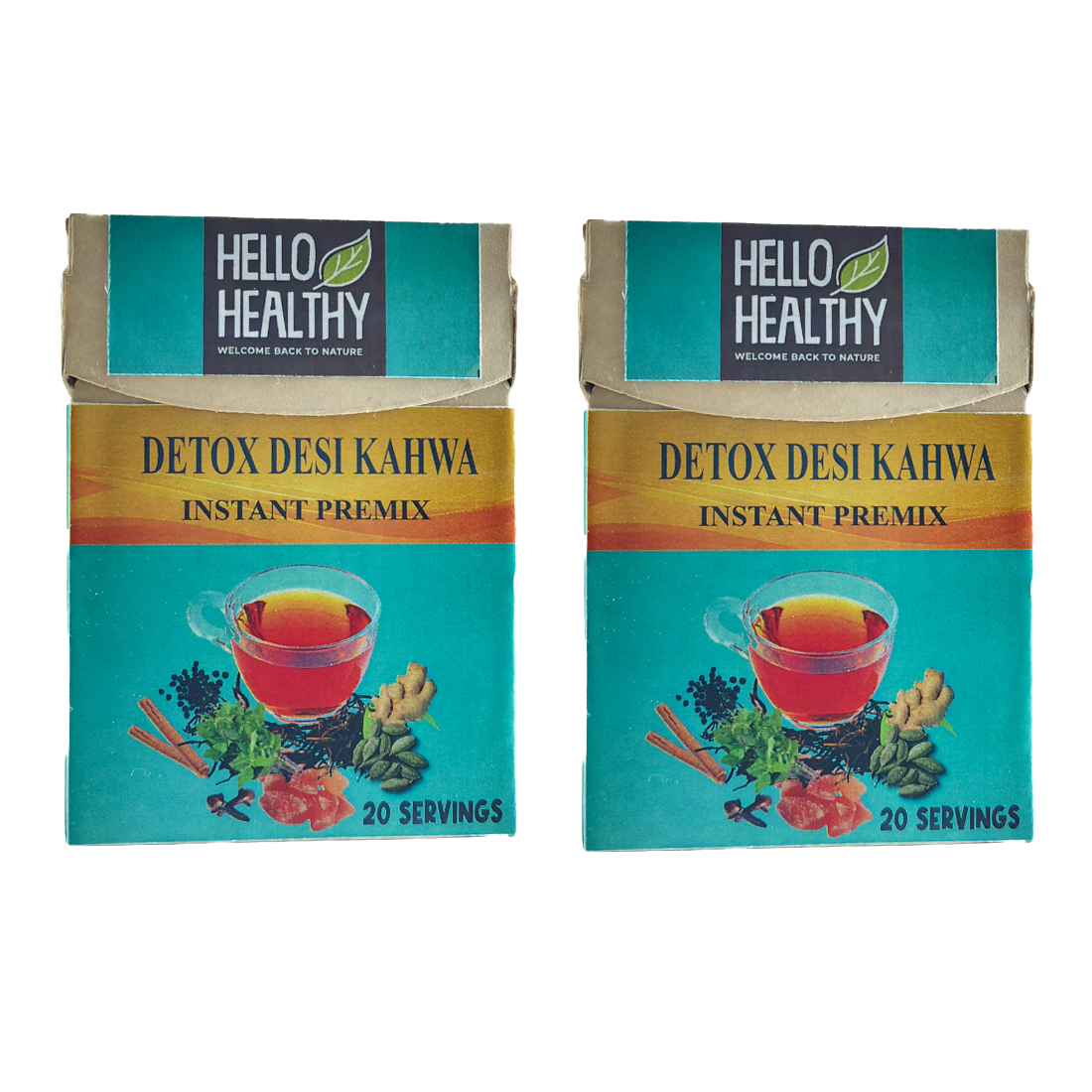 Hello Healthy Detox Desi Kahwa Instant Premix Kahwa Tea (3g Each 40 Sachet)