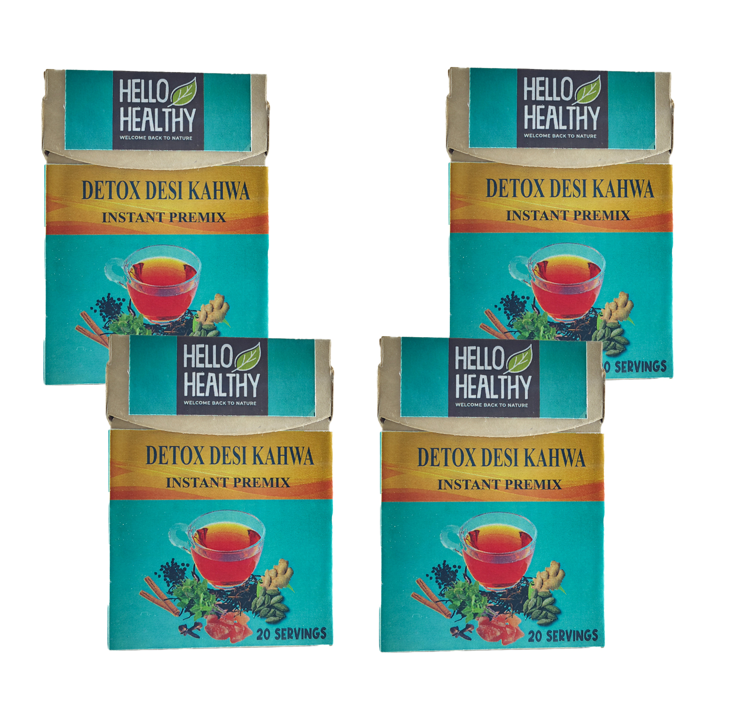 Hello Healthy Detox Desi Kahwa Instant Premix Kahwa Tea (3g Each 80 Sachet)